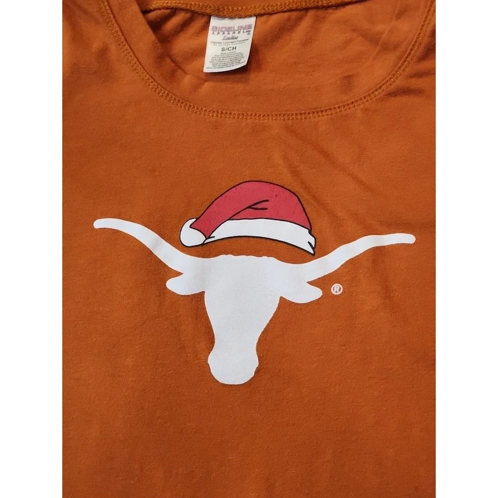 Texas Longhorns Sideline Apparel Youth Small Christmas Shirt Santa Hat